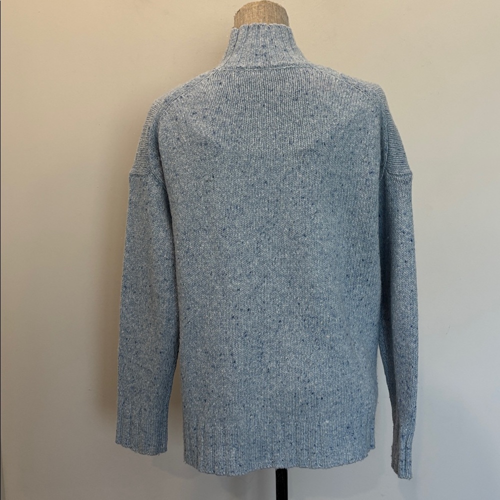 J.Crew Blue Merino Wool Chunky Knit Mock Neck Sweater Turtleneck Oversized Small - Picture 10 of 14